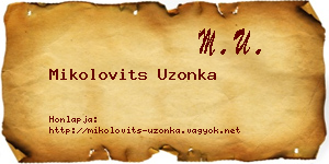 Mikolovits Uzonka névjegykártya